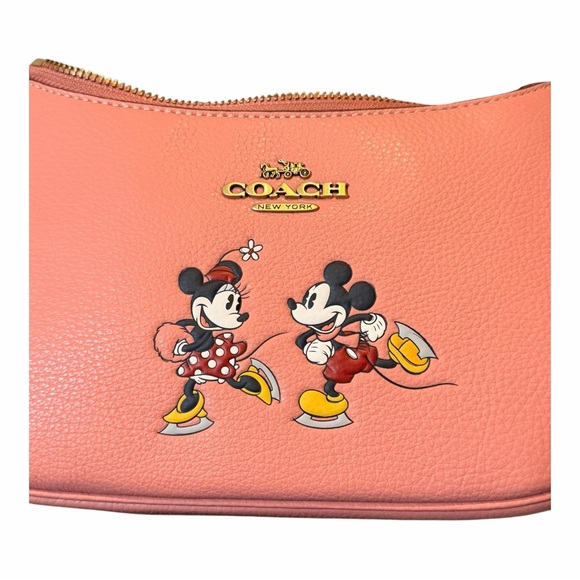 Disney x Coach Teri Shoulder Bag with Ice Skate Mickey Minnie Motif Blush NWT - Picture 7 of 10